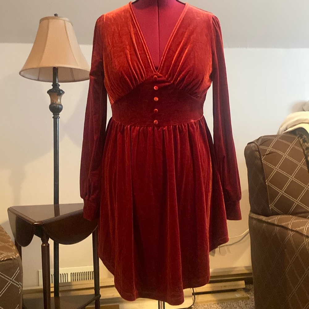 Cider Burgundy Velvet Holiday Dress